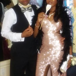 Rose gold sexy prom dress